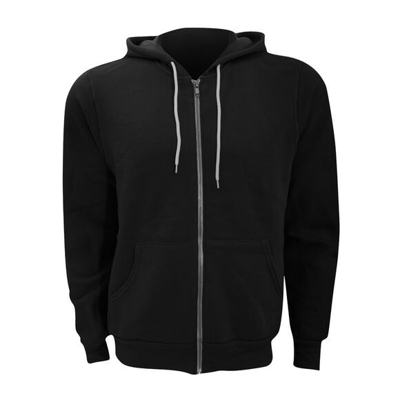 Canvas Mens Zip-up Plain Polycotton FleeceSweatshirt / Hoodie / Black